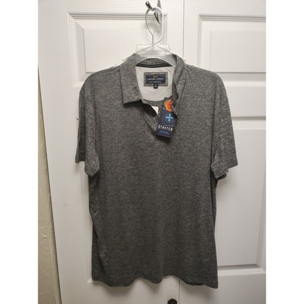 NWT Nickel & Iron Men's Medium Black Heather Short Sleeve Shirt Polo‎
